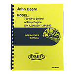 Operators Manual Reprint: JD 720 Diesel Pony Start Early Serial Numbers