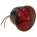 12 Volt Round Red Tail Light Assembly with License Lamp Window