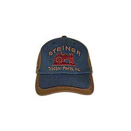 Brown and Blue Canvas Solid Hat
