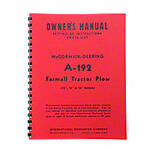 MCD A-192 Plow Owners Manual  ---  Setting Up Instructions / Parts List